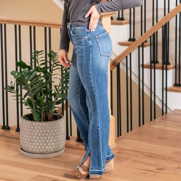 NWT KanCan MEDORA HIGH RISE 90'S SPLIT HEM STRAIGHT kc8721m Size 3 / 25 - Picture 3 of 12